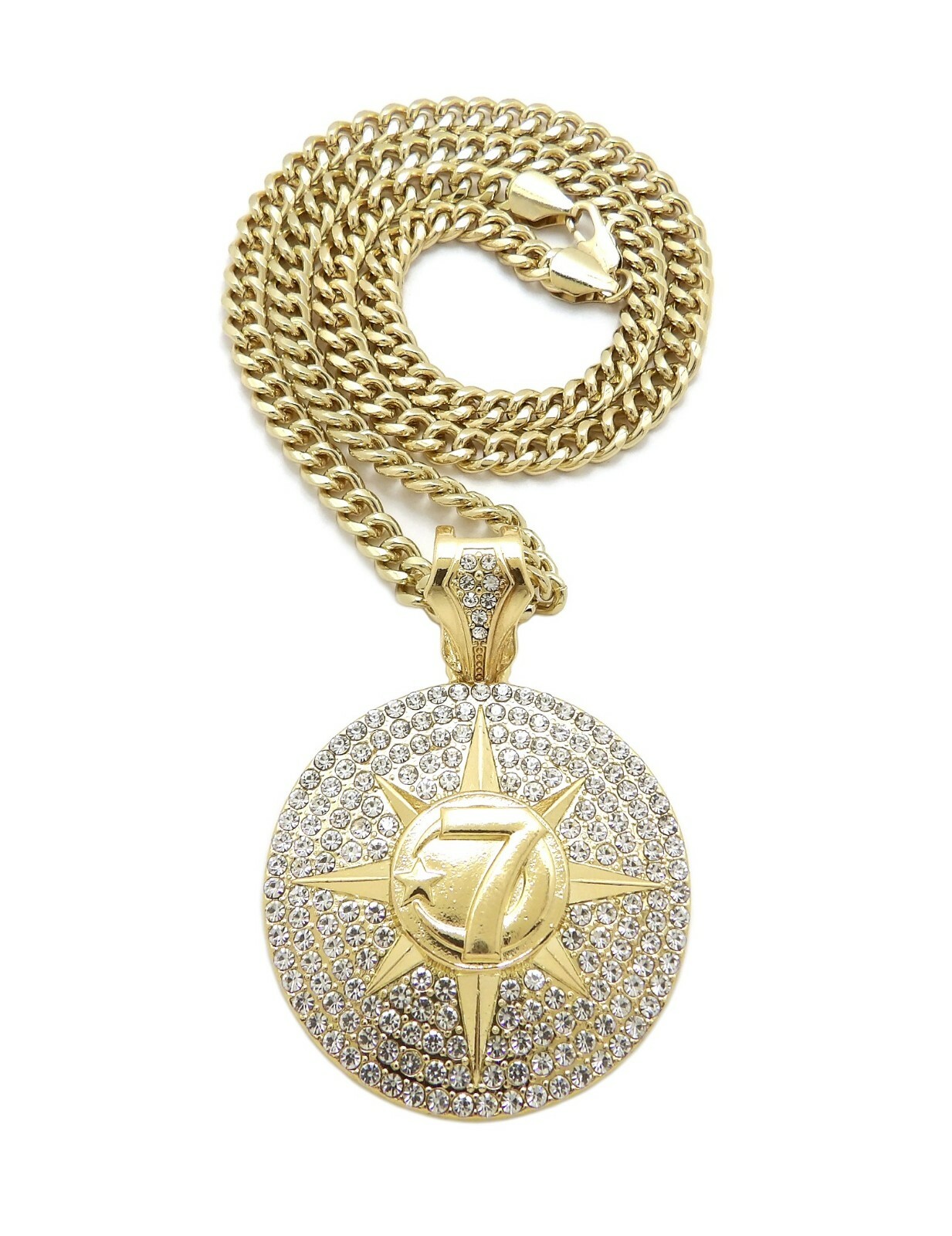 Hip Hop 5 PERCENTER 7 STAR Pendant & Box / Franco / Cuban Chain Bling Necklace