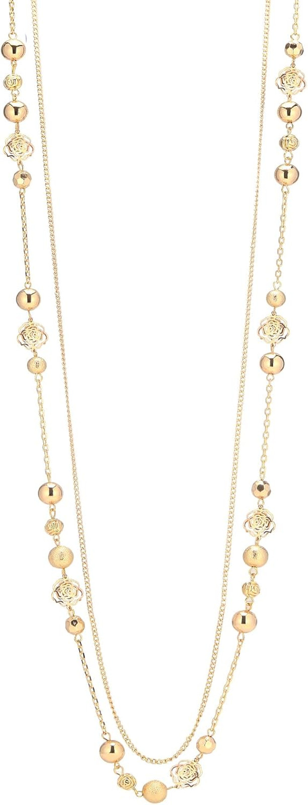 Boho Gold Long Necklaces for Women Natural Stone Beaded Layered Long Necklace Mo