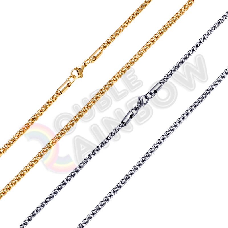 Men Stainless Steel Wheat Necklace Braided Gold Plated 3mm Link 18-36″Chain*C20