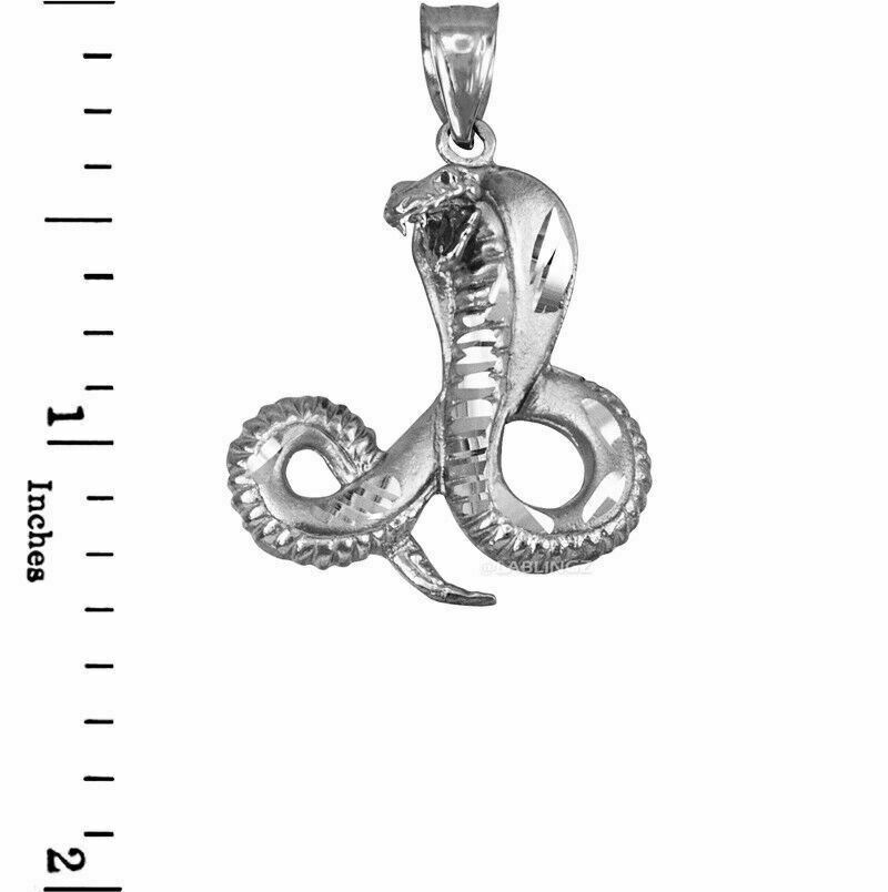 Sterling Silver Cobra Snake Satin DC Pendant
