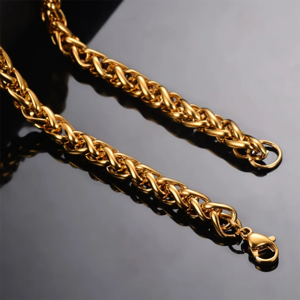 Stainless Steel Link Chain Necklace Gold Color 3mm 6mm Width 16 40 Inch Jewelry