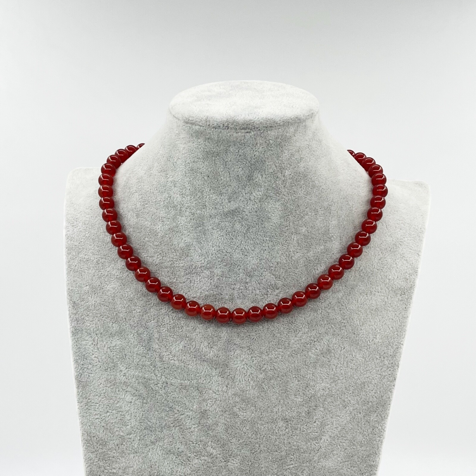 Red Agate Carnelian Beaded Necklace