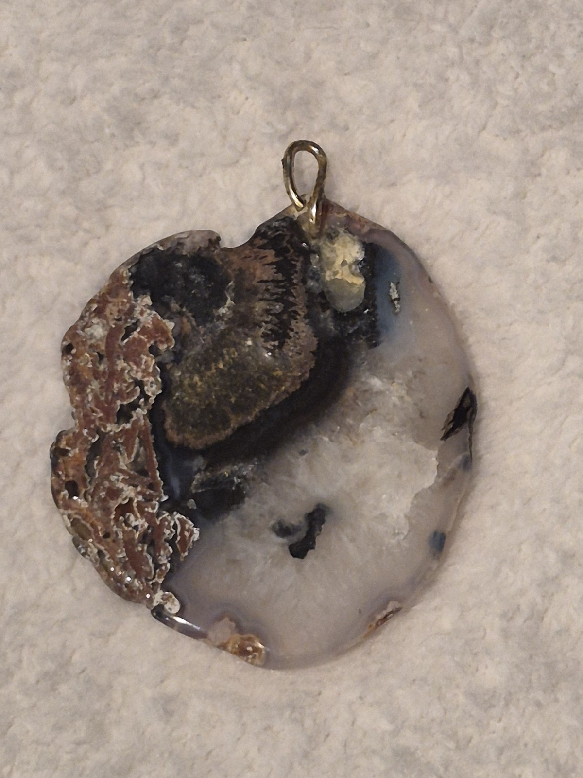 Large 2.5 Inch Natural Agate Slice Cross Pendant
