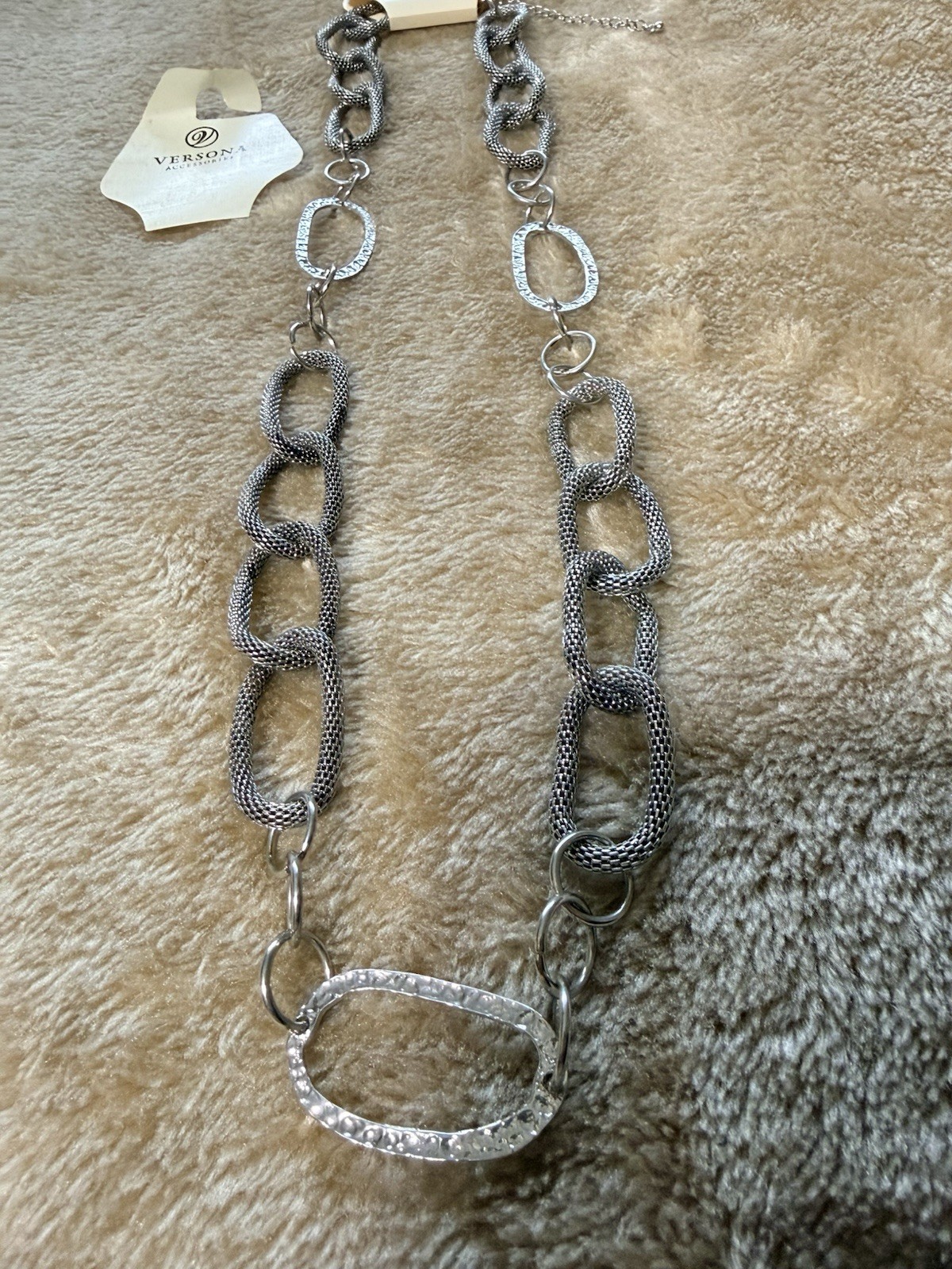 Versona oval link silver tone necklace New