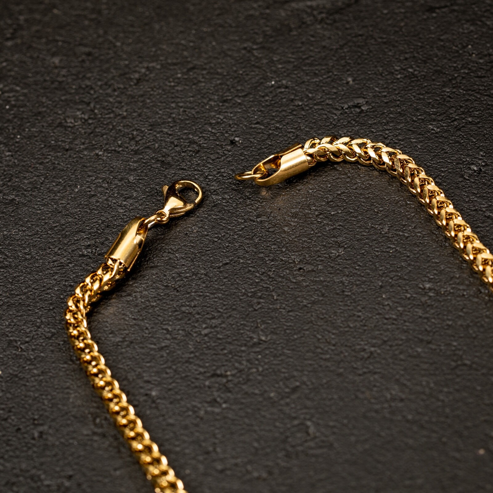 Solid Yellow Gold Plated Heavy 316 Stainless Steel 4MM Franco Chain Necklace
