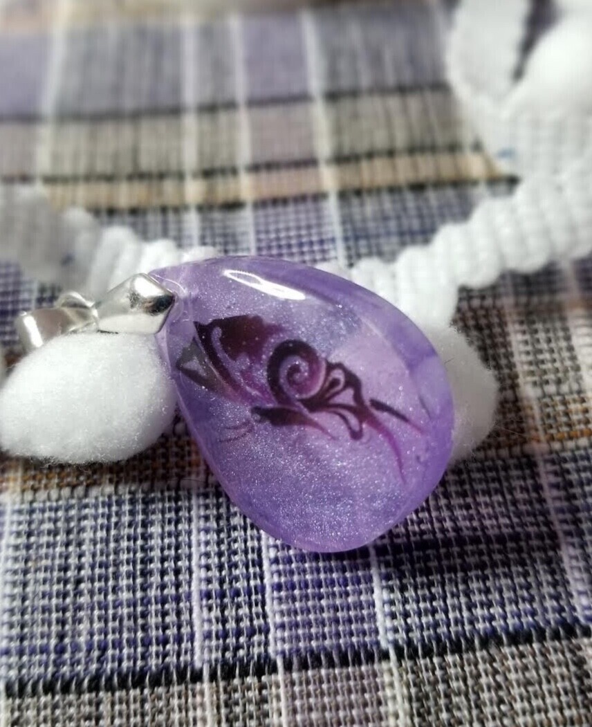 purple butterfly pendant and 18 inch chain. free shipping. made in the USA
