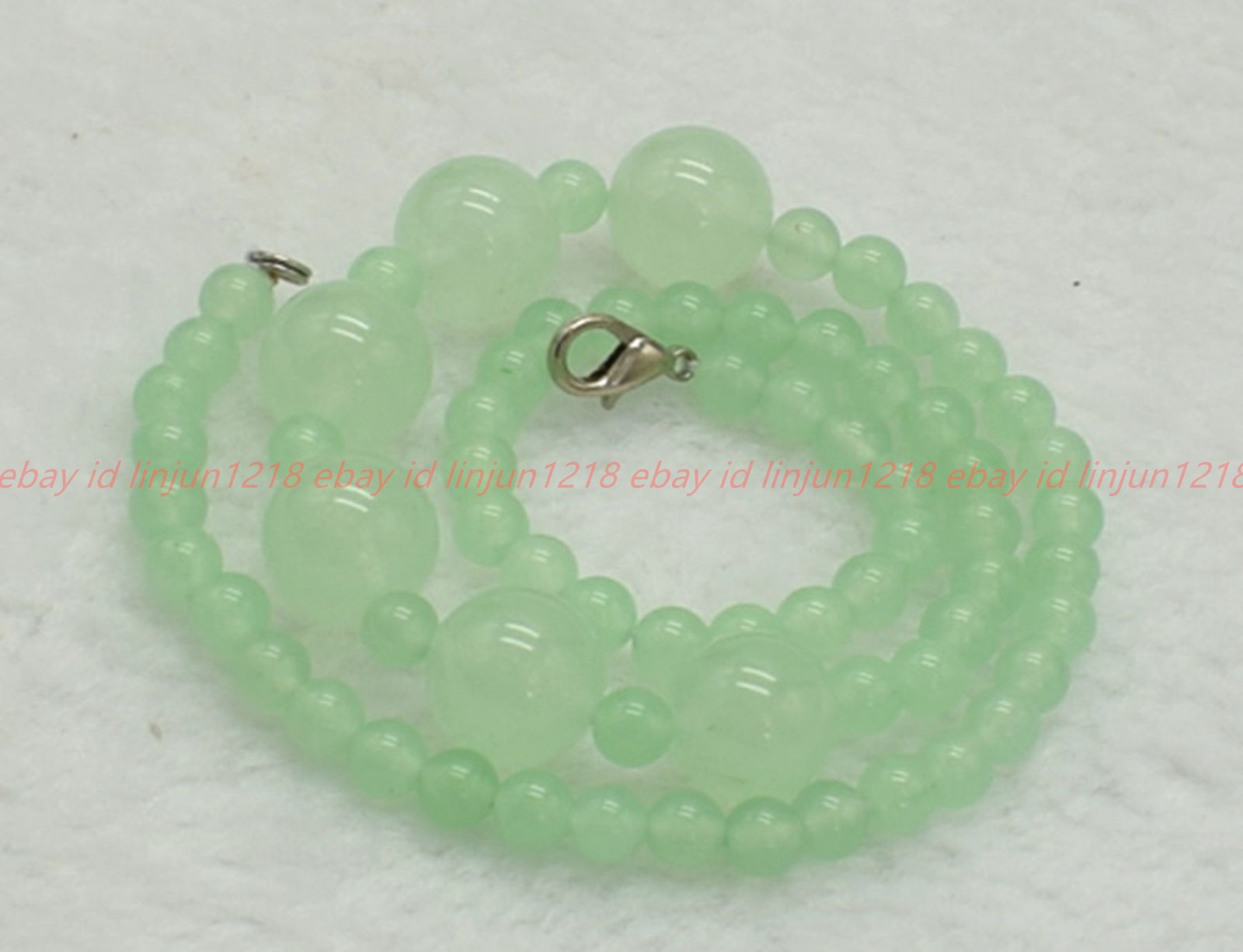Natural 6+14mm Light Green Jade Gemstone Round Beads Necklace 16-24in