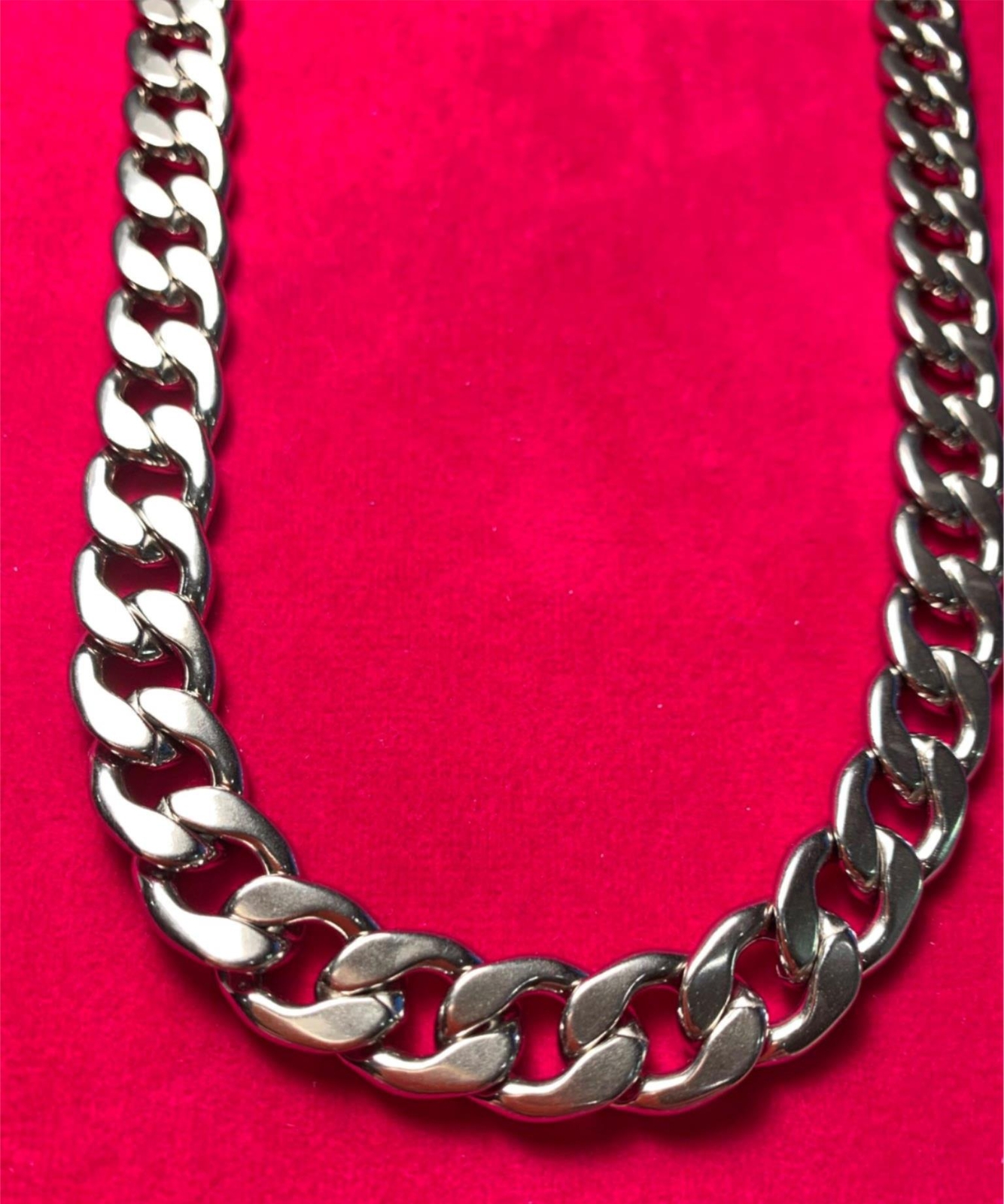 46 INCH MENS 12 MM STAINLESS STEEL SILVER PLATED CUBAN CURB CHAIN- USA SELLER