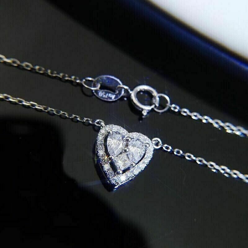 2Ct Pear Cut Simulated Diamond Elegant Heart Pendant In 14K White Gold Plated