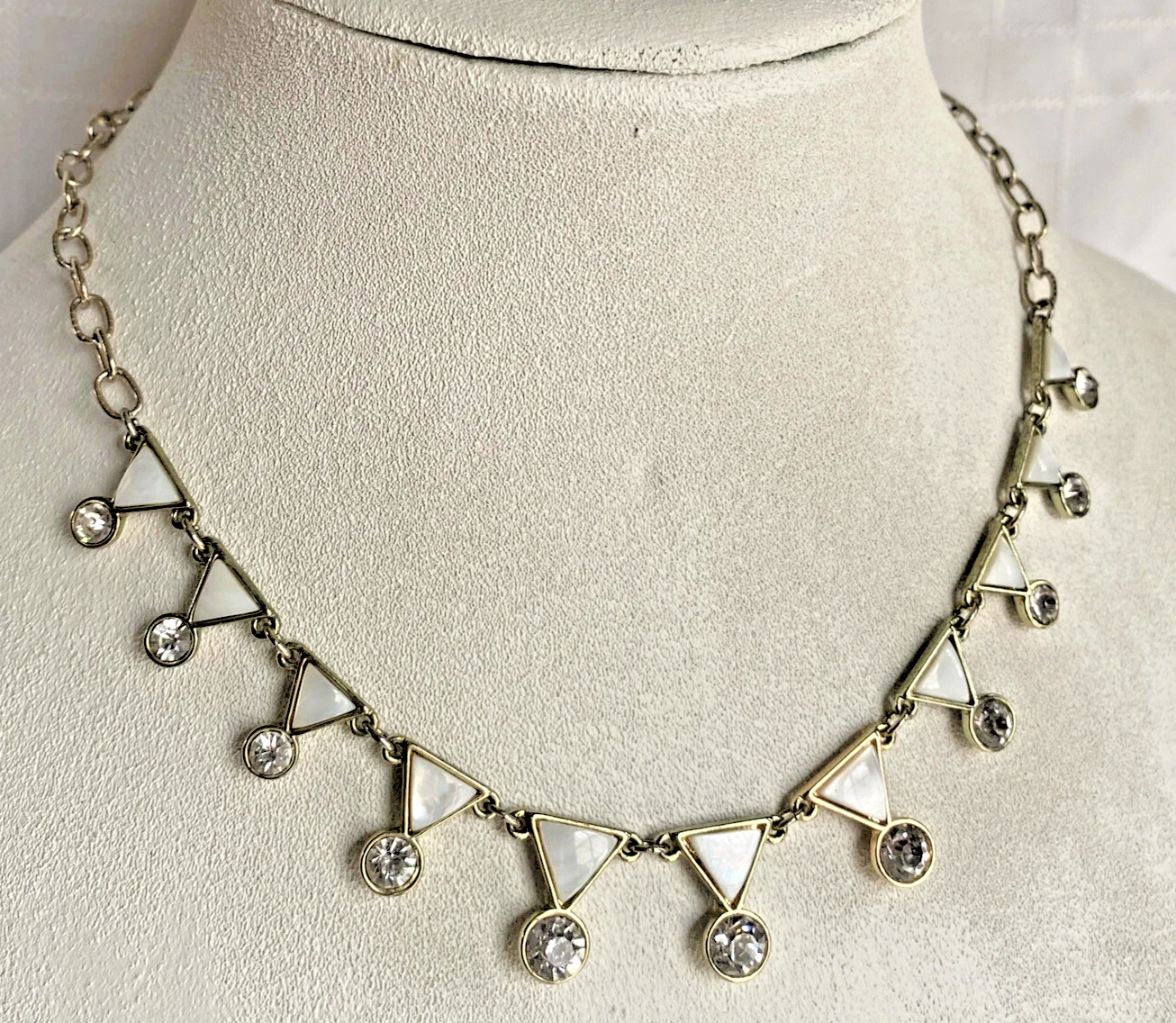 Premier Designs Jewelry SET SAIL Gold, Mother of Pearl and Crystal Necklace New