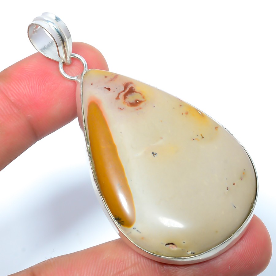 Natural Landscape Jasper Gemstone 925 Silver Plated Pendant 2.38″ S53
