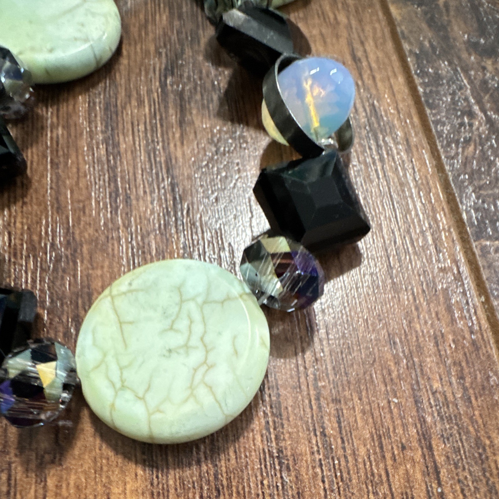 Lot of 5 Vintage Bead & Cable Chain Necklaces Glass, Stone, Clay, Faux Pearl