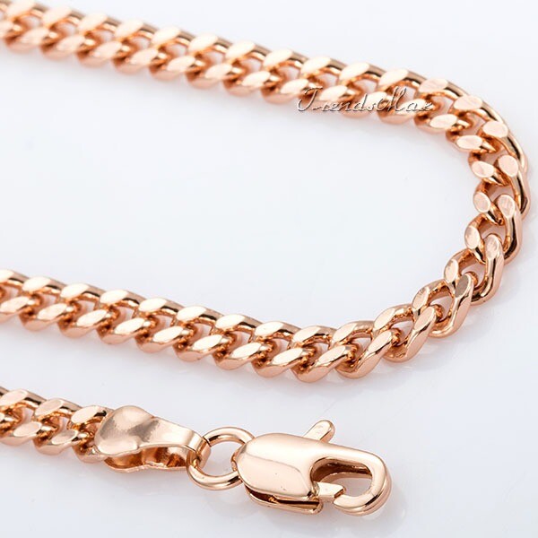 NEW 3mm Womens Girls Chain Cut Curb Cuban Rose Gold Filled GF Necklace Jewelry