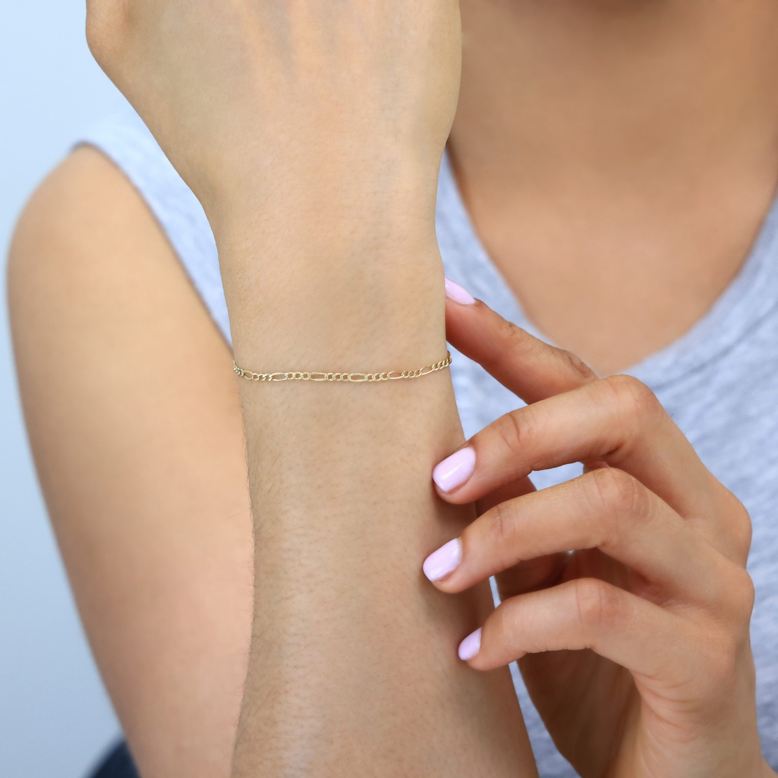 10K Yellow Gold 2mm-9mm Italian Figaro Chain Link Bracelet Mens Women 7″ 8″ 9″