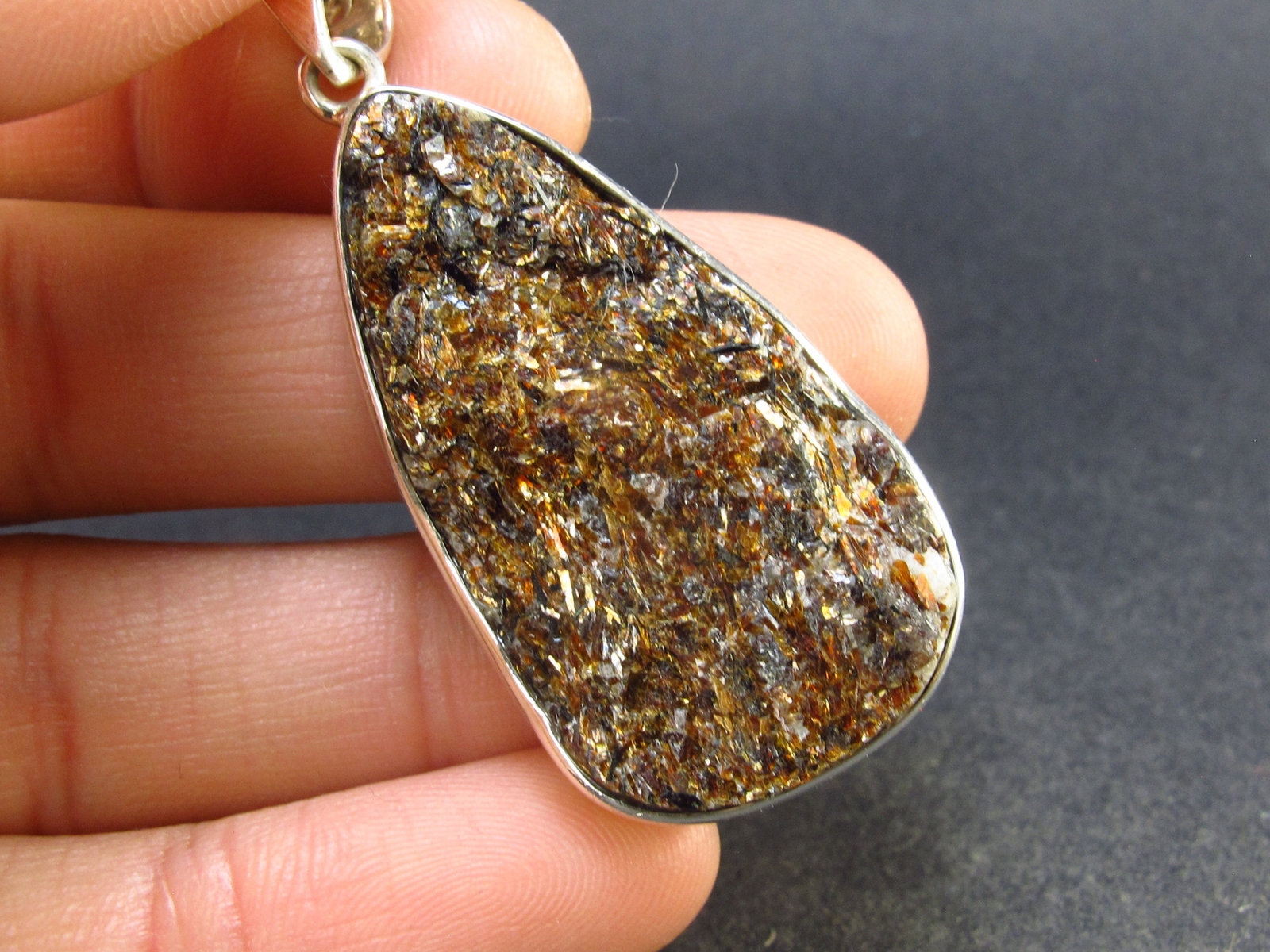 Astrophylite Astrophyllite Silver Pendant From Russia – 1.8″ – 9.8 Grams