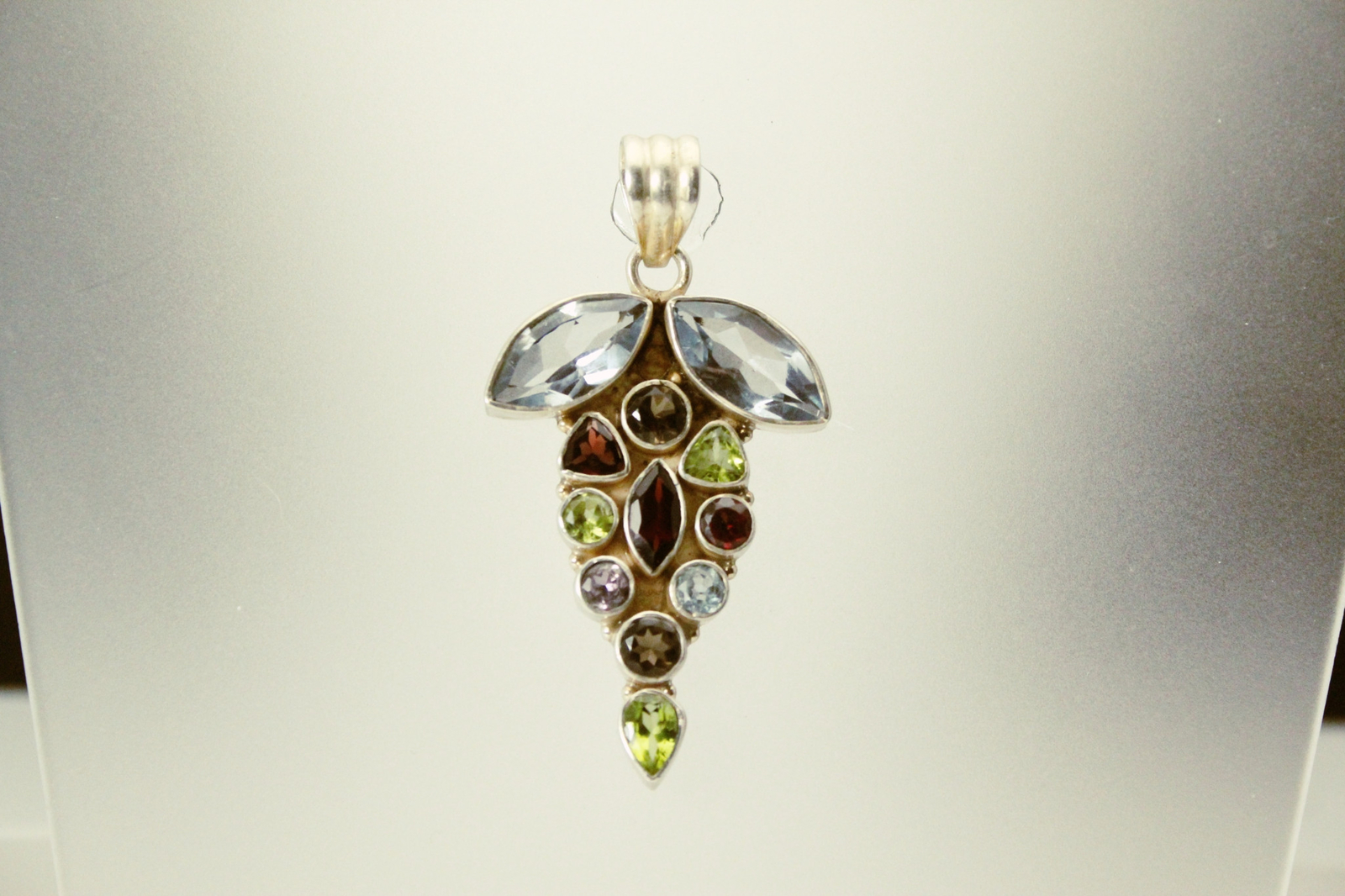 Multi Color Stones 925 Sterling Silver Large Pendant 16.7 grams (PEN9889)