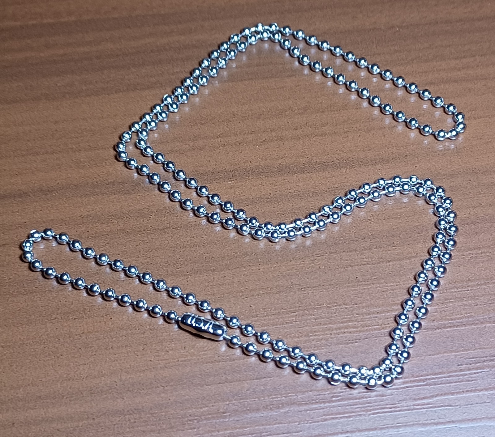 24″ USA Silver Nickel Plated Steel 2.4mm Ball Bead Military Type Dog Tag Chain