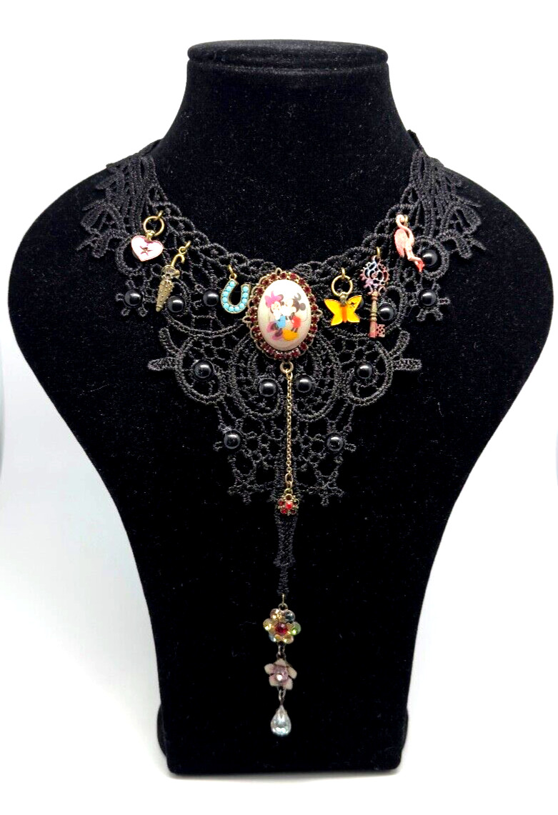 Beautiful Necklace Fabric Choker With Colorful Crystals By Michal Negrin #59#