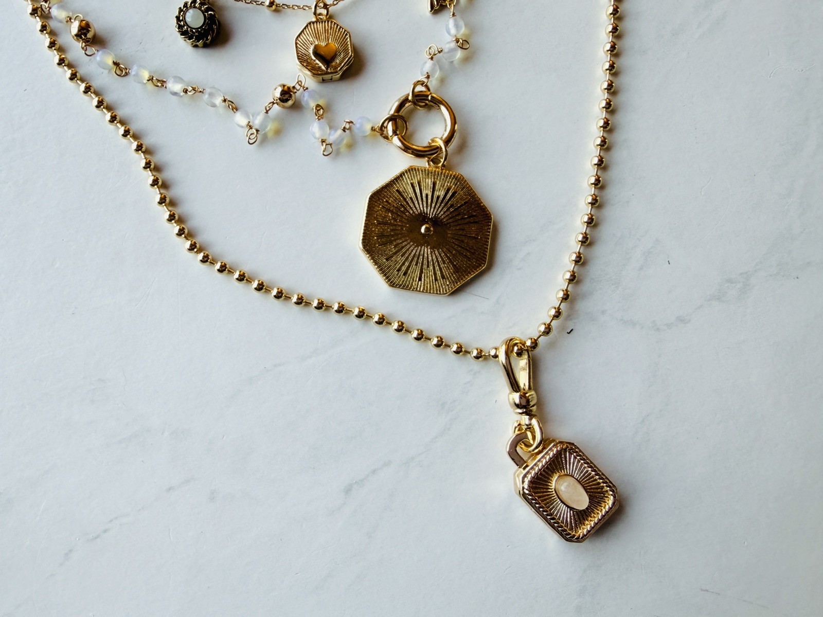 Rare! NWT Anthropologie Shades of Sea Layered Necklaces Delicate Charm Set of 3