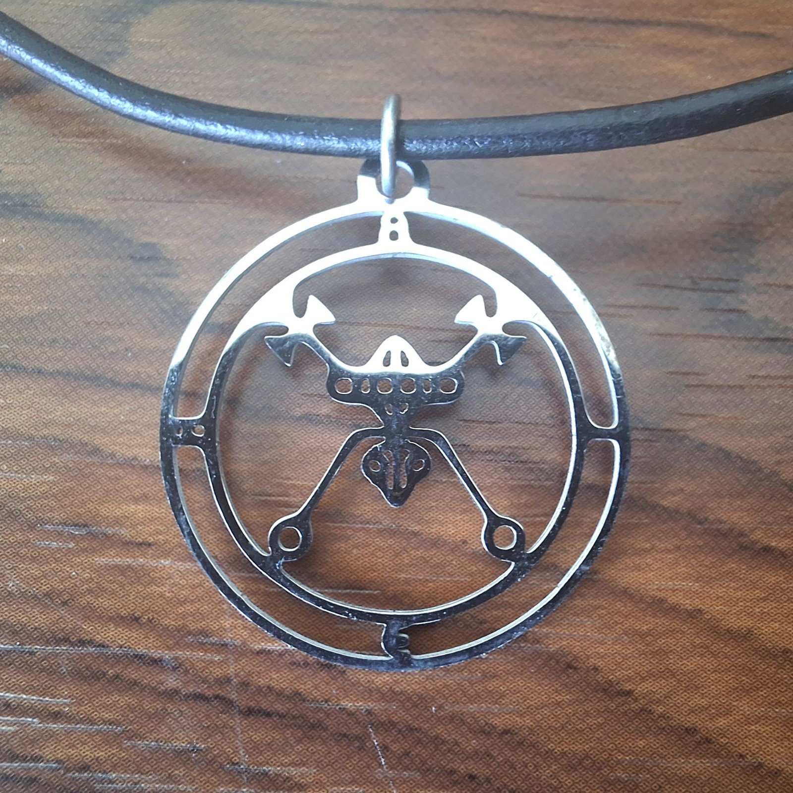 Bael Sigil Stainless Steel Pendant 25mm Genuine Leather Adjustable Cord Necklace