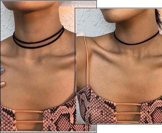 4PCS Black Choker for Women Black Lace Velvet Chocker Set Layered Classic Choker