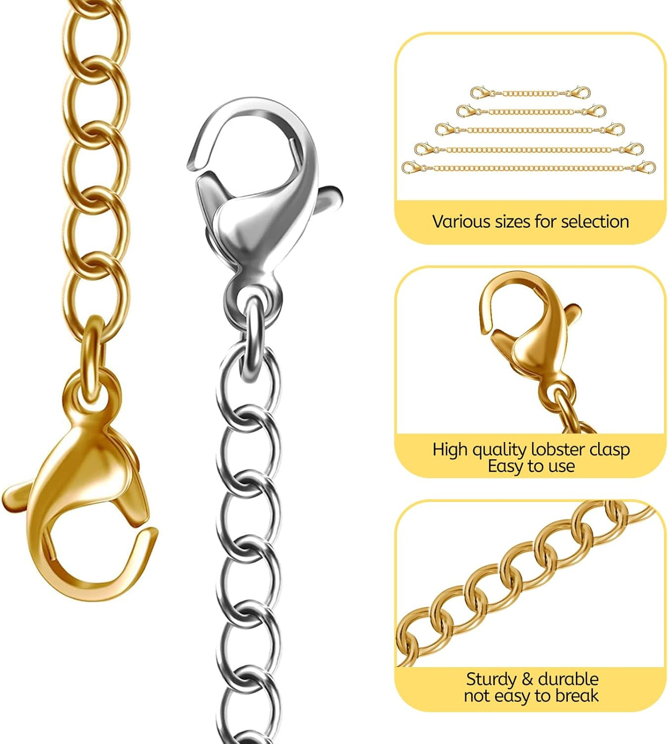 30Pcs Chain Extenders for Necklace, Necklace Extenders for Women Girls Bracelet