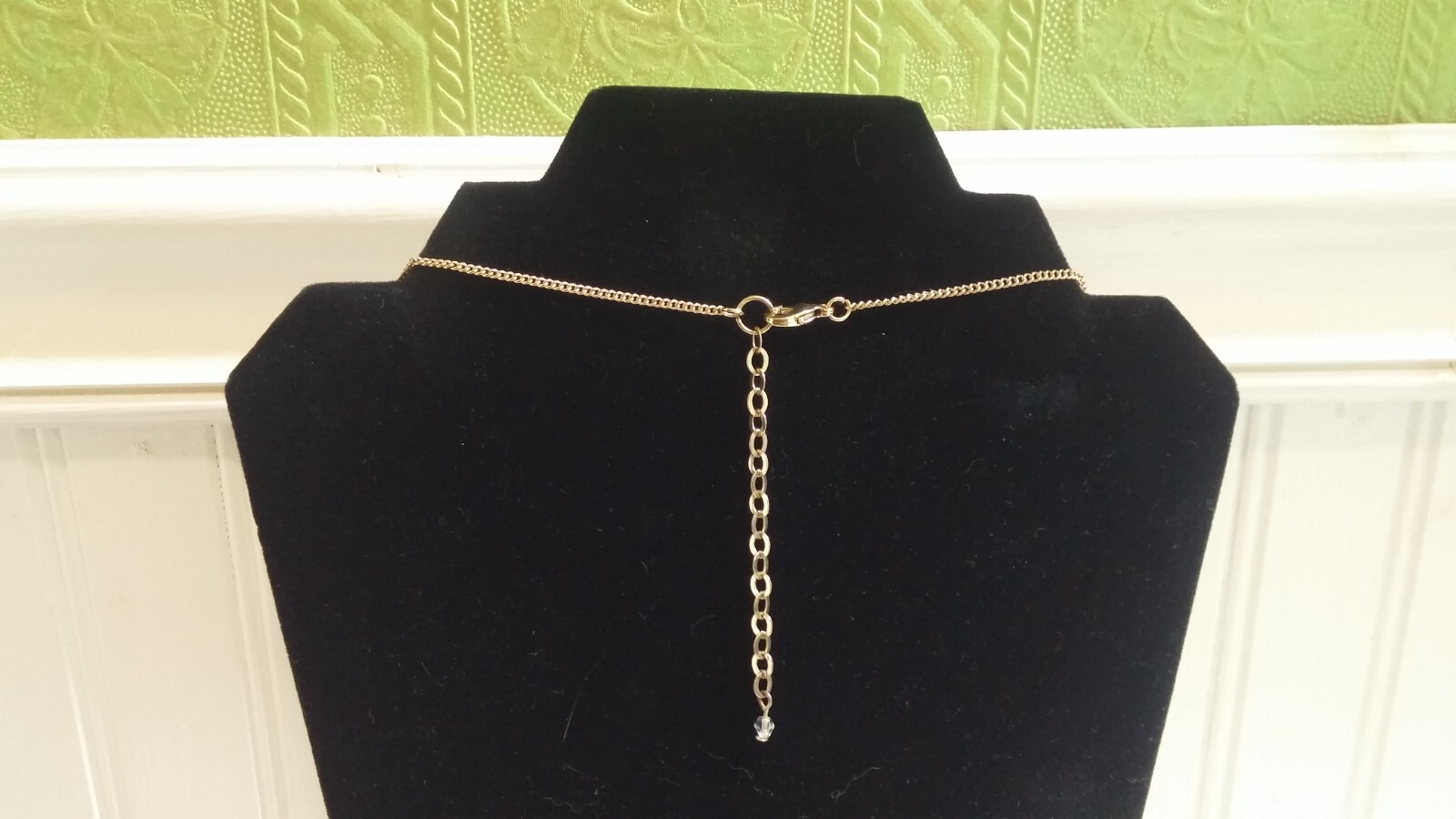 Vintage GT Metal Link Chain Yellow Plastic Crystal Accent Bead 37.5″ Necklace