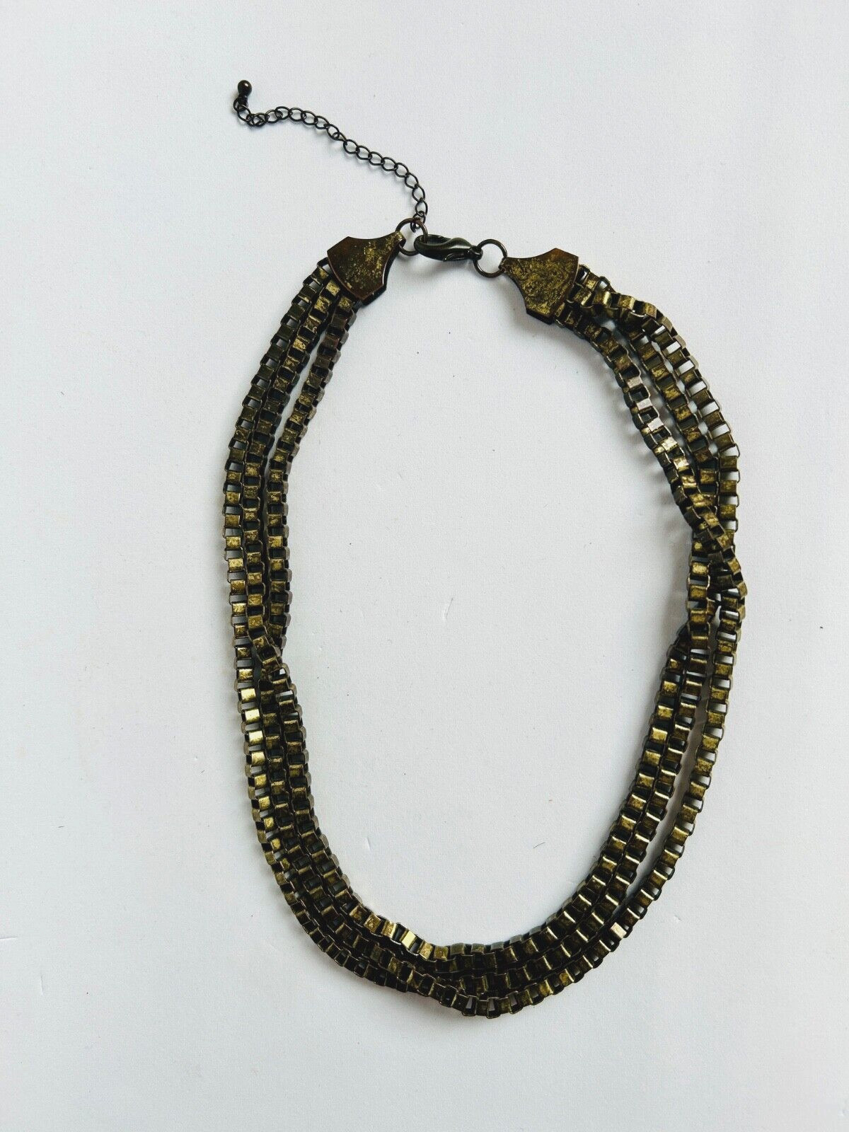 Chunky Metal Rustic 3 Stranded Necklace Jewellery 19 Inches Long