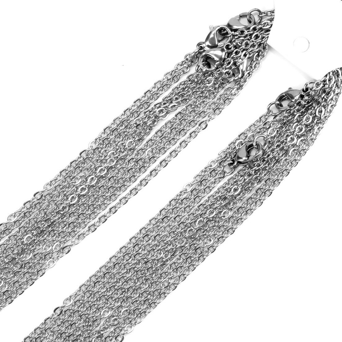 1.5-3.2mm 16″-32″ Wholesale Stainless Steel Silver Oval Chain Necklace Jewelry