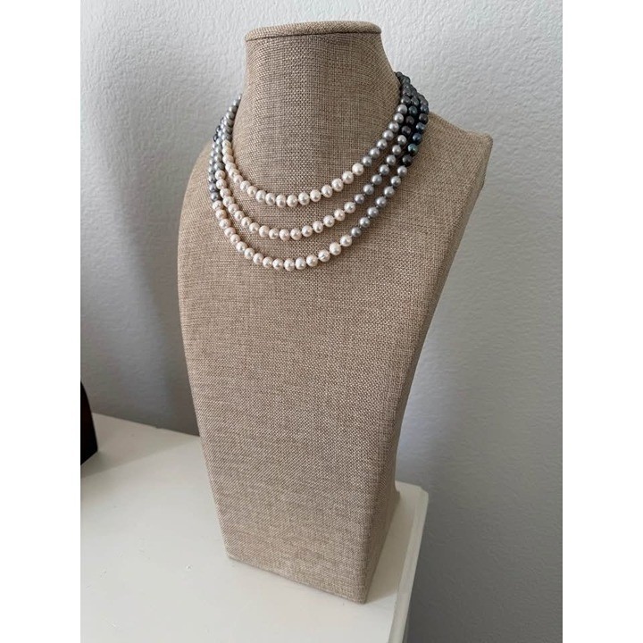 BRAND NEW Freshwater Peacock Pearls Triple Layer Necklace Jewelry