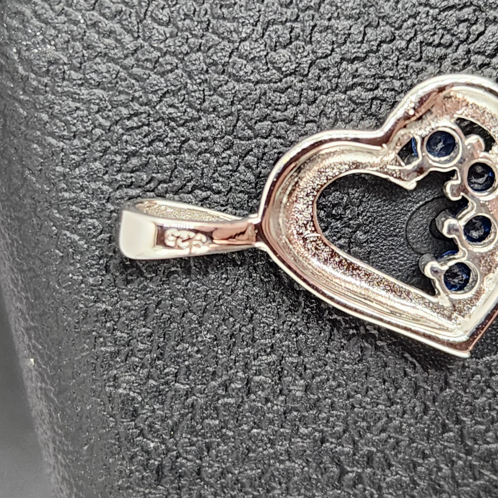 925 NEW Sterling Silver Pendant-Heart w/Blue Cubic Zirconias 19mm L 12mm W