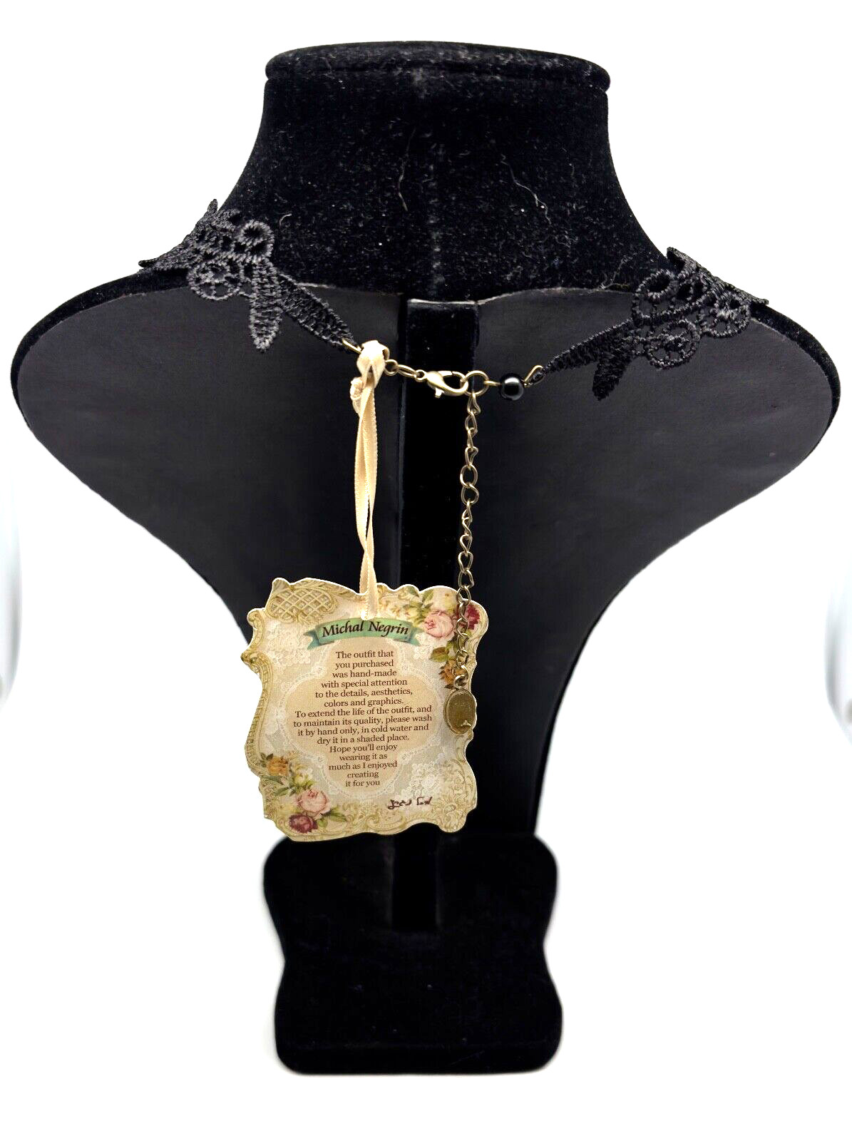 Beautiful Necklace Fabric Choker With Colorful Crystals By Michal Negrin #59#