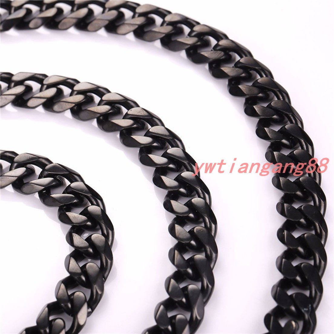 8/10/12/15/17/19mm Men Black Curb Cuban Chain Stainless Steel Necklace 7″~40”