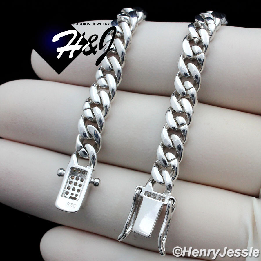 18″-30″MEN SOLID 925 STERLING SILVER 6MM ICY CZ MIAMI CUBAN CURB NECKLACE*SN19
