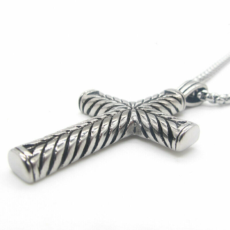 Boys Mens Stainless Steel Cross Pendant Necklaces Men Fashion Vintage Chain