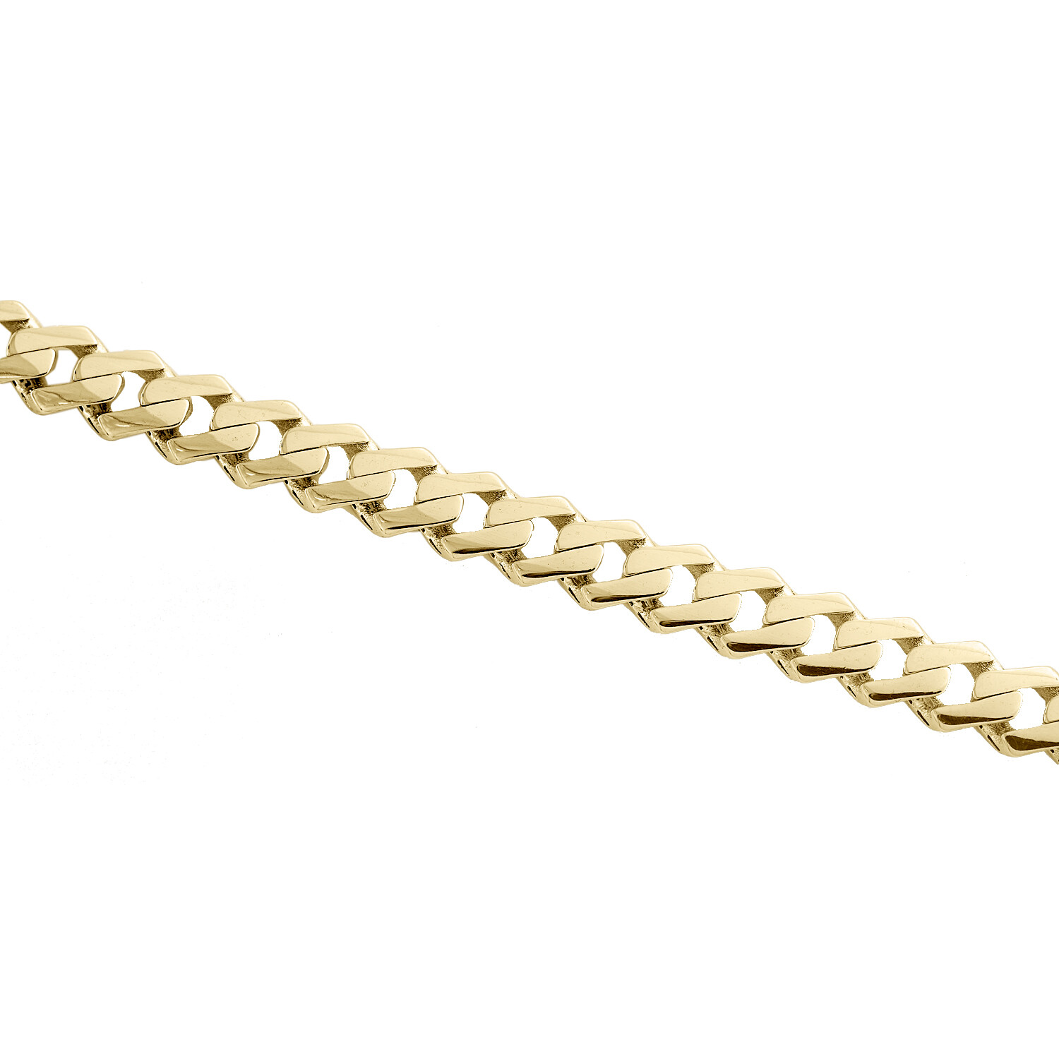 10K Yellow Gold Cubic Zirconia 6.5mm Monaco / Cuban Link Chain CZ Necklace 22″