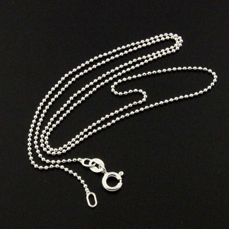 Sterling Silver 925 Diamond Cut Bead Chain 1.2 mm Italian Chain Necklace Z02