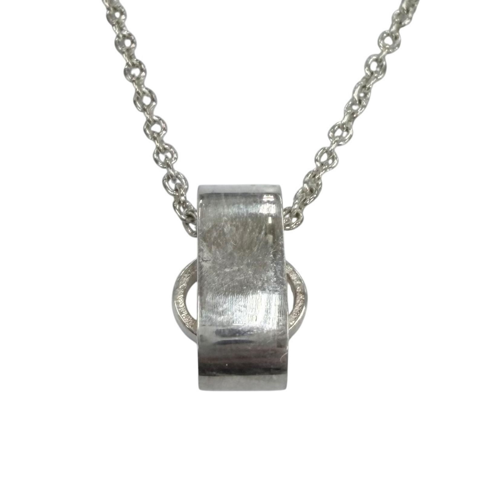 GUCCI Interlocking G Pendant Necklace AG925 Silver 11.0g with Box and Pouch