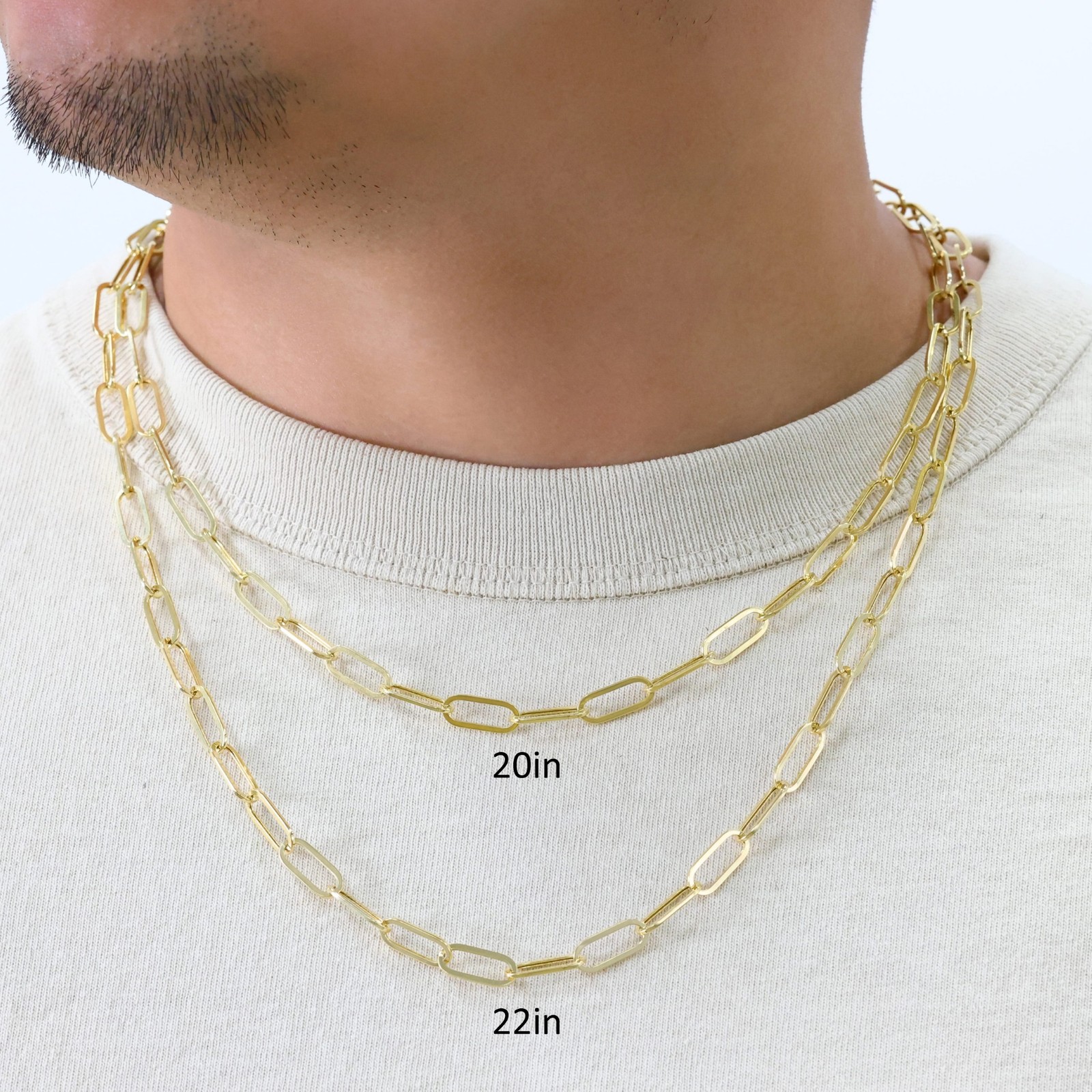 14k Yellow Gold 6mm Paperclip Chain Rolo Dainy Cable Link Necklace Men Women 20″