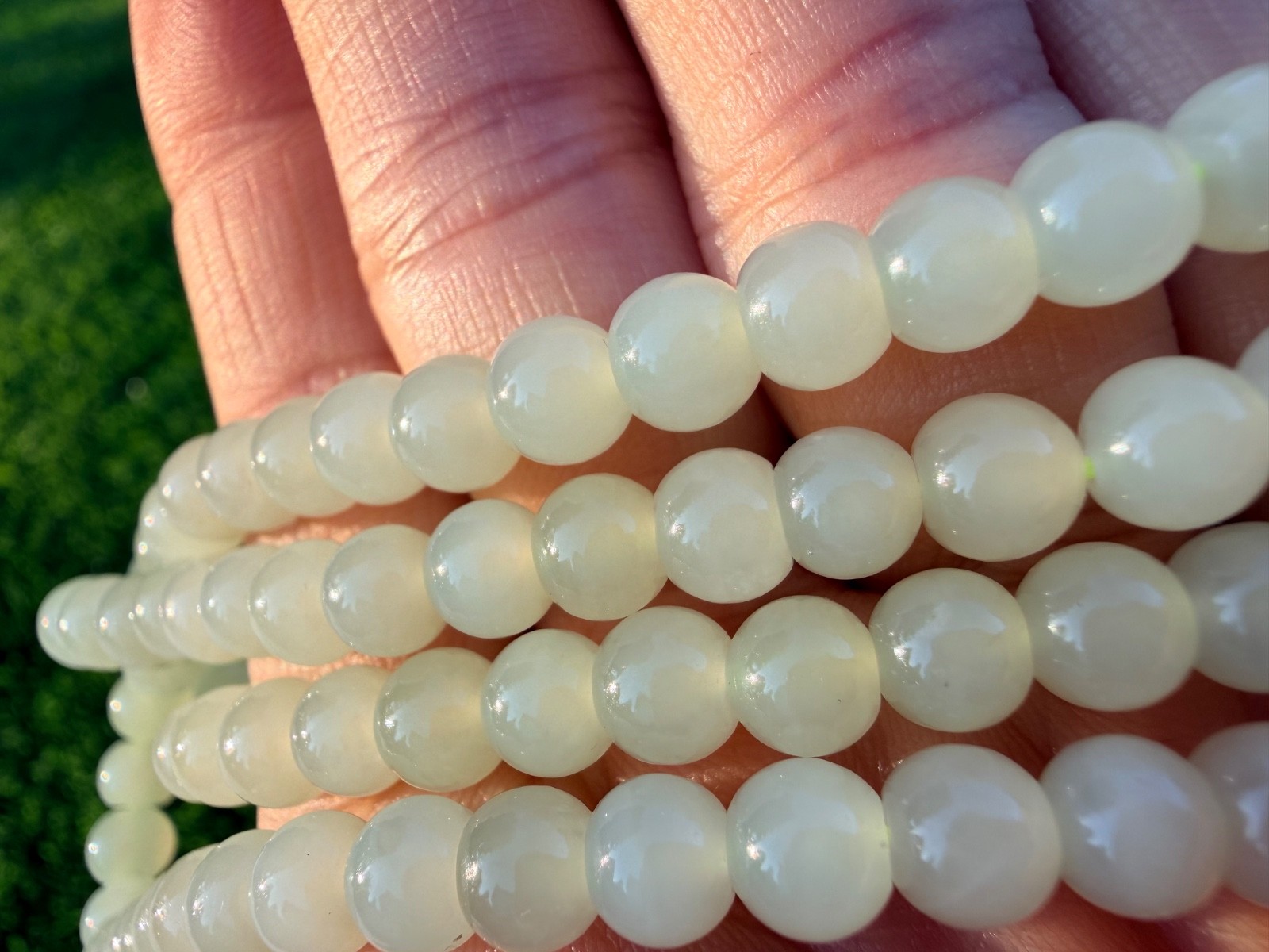Nephrite Hetian Jade Necklace 6m yellow mutton fat MOST OILY 新疆黄口羊脂玉