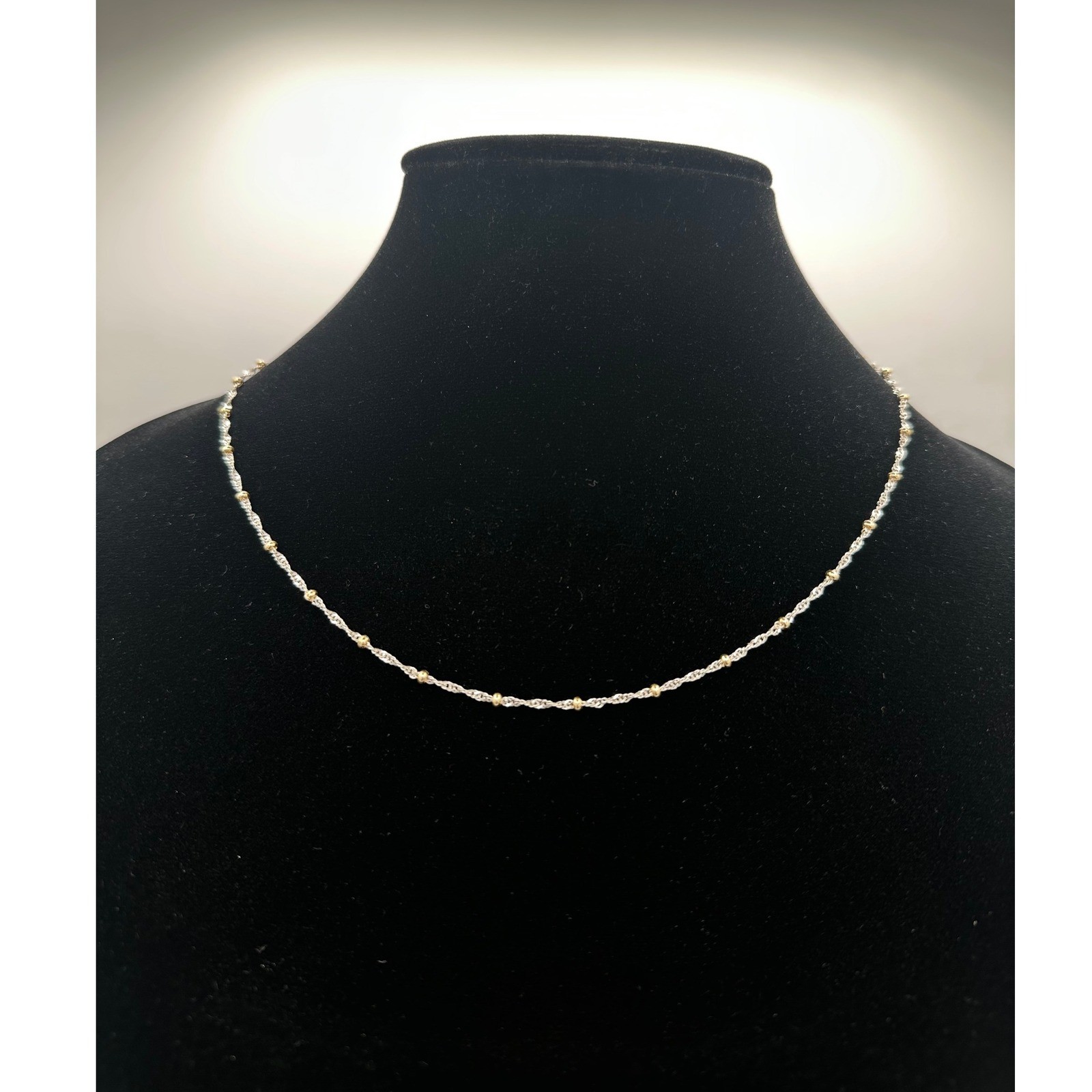Gianni Bernini 18K Gold Over Sterling Silver Twisted Bead Necklace Made in Italy