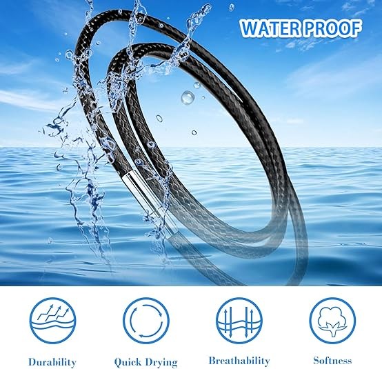 3mm Black Leather Cord Chain Necklace Stainless Steel Clasp 18-28″