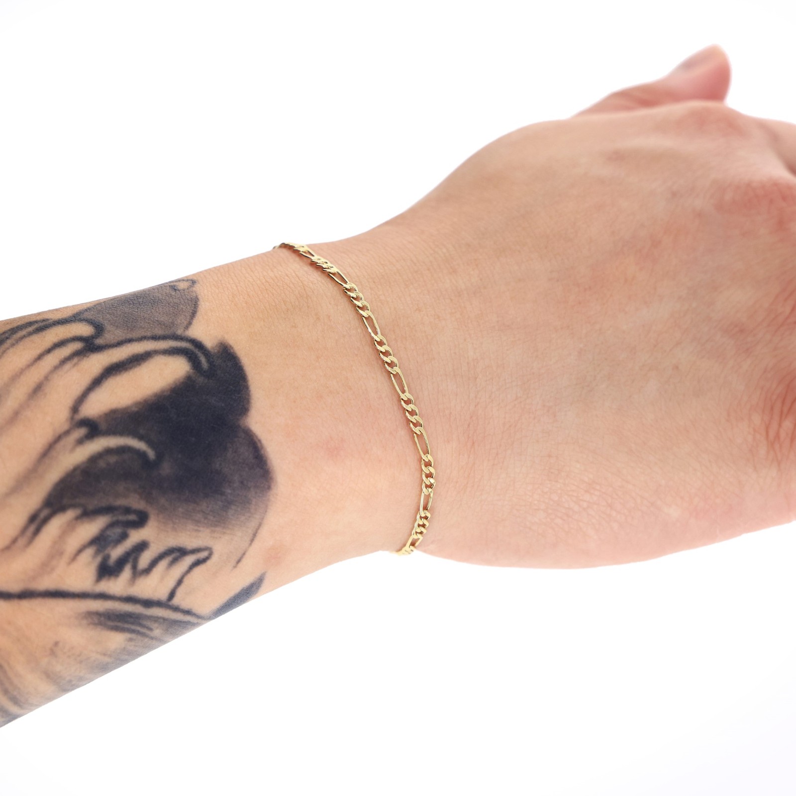 10K Yellow Gold 2mm-9mm Italian Figaro Chain Link Bracelet Mens Women 7″ 8″ 9″