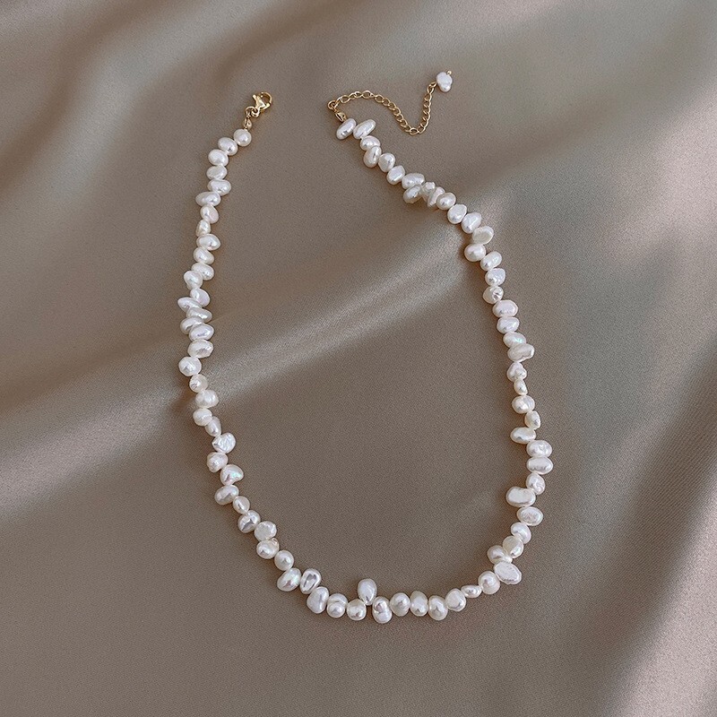 Pearl Necklace Chocker Beautiful Irregular Shaped Light Weight Daninty for Women