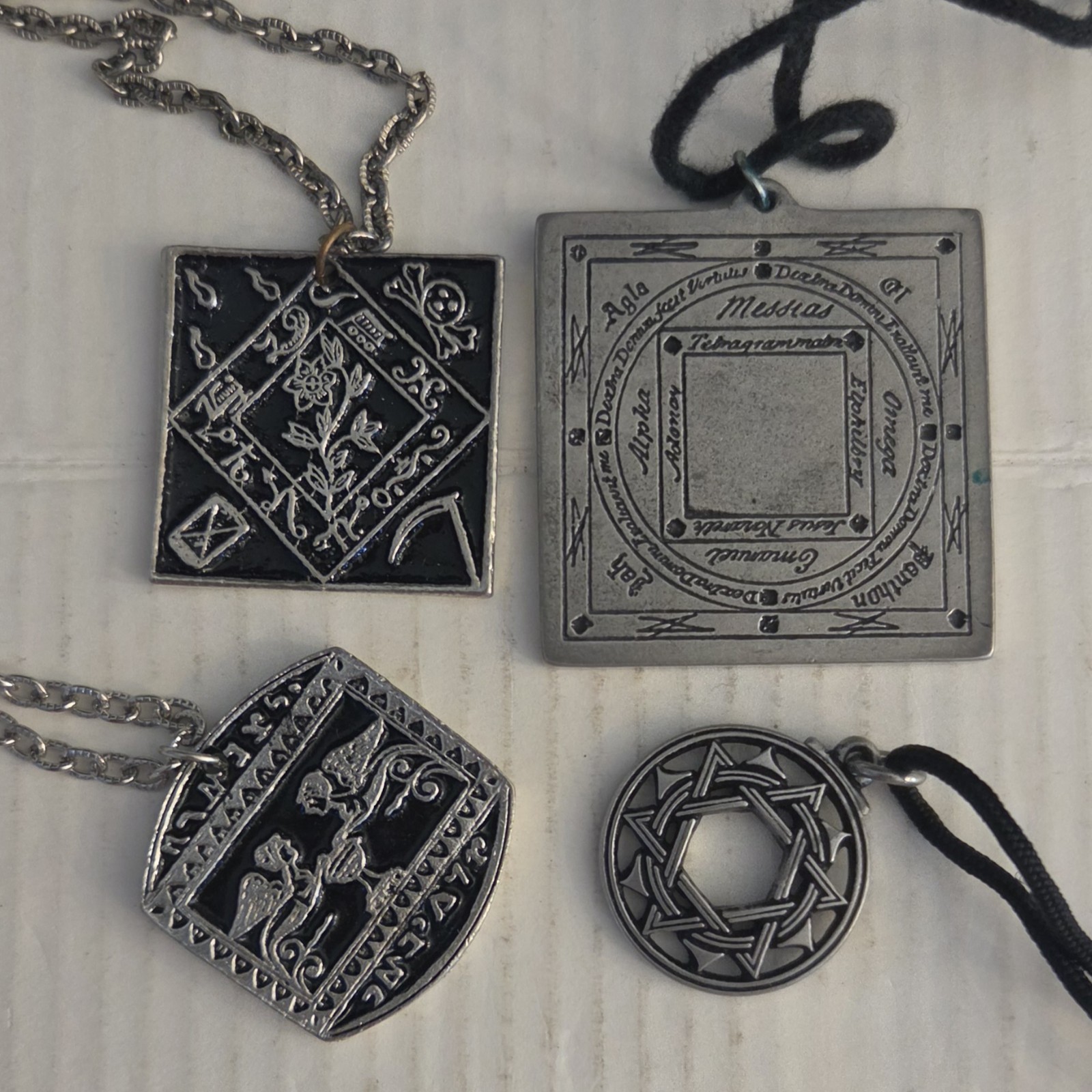 Lot of 4 Antique-Style Necklaces with Pendants/Talisman Sold AS SHOWN Lot.1F