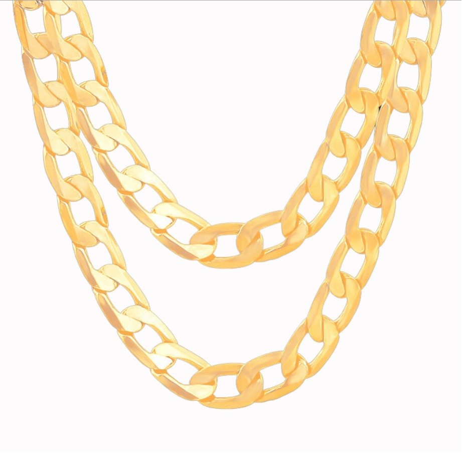 18K Yellow Gold Filled 16″-32″ inch 7mm Very Wide Curb Link Chain Necklace Y819G