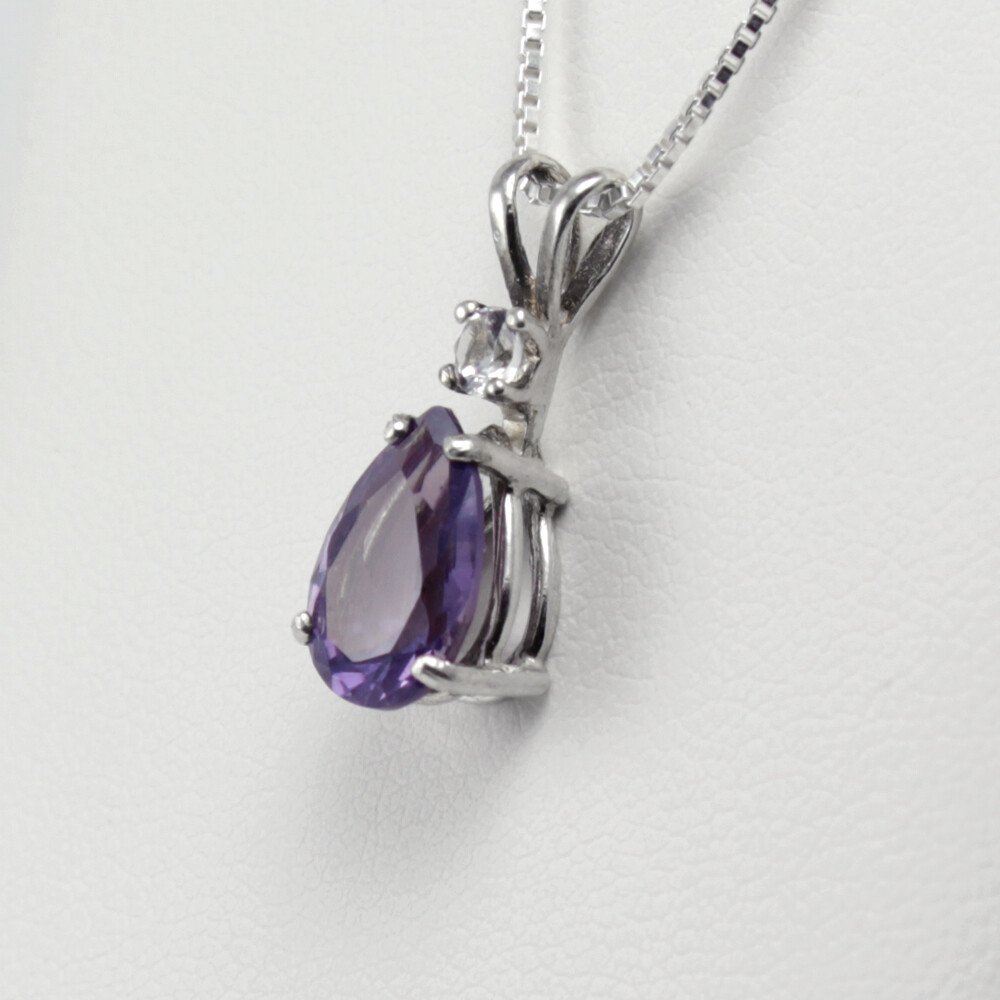 Color-Changing Alexandrite Necklace Sterling Silver 925 / Lab-Created
