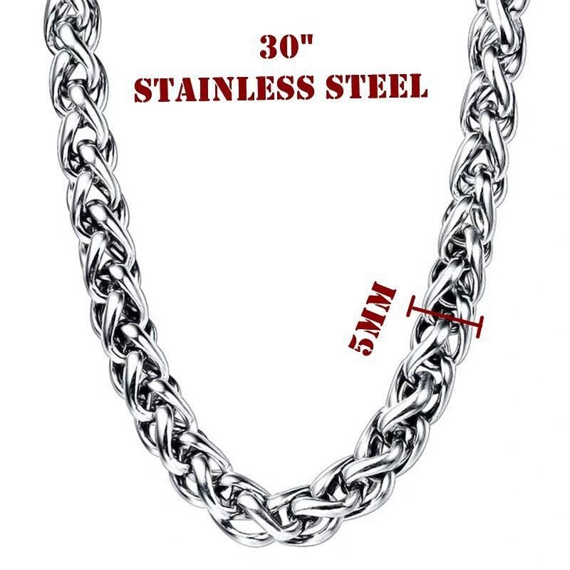 MENDEL Mens 30 Inch Motorcycle Club Biker Skull Pendant Necklace Stainless Steel