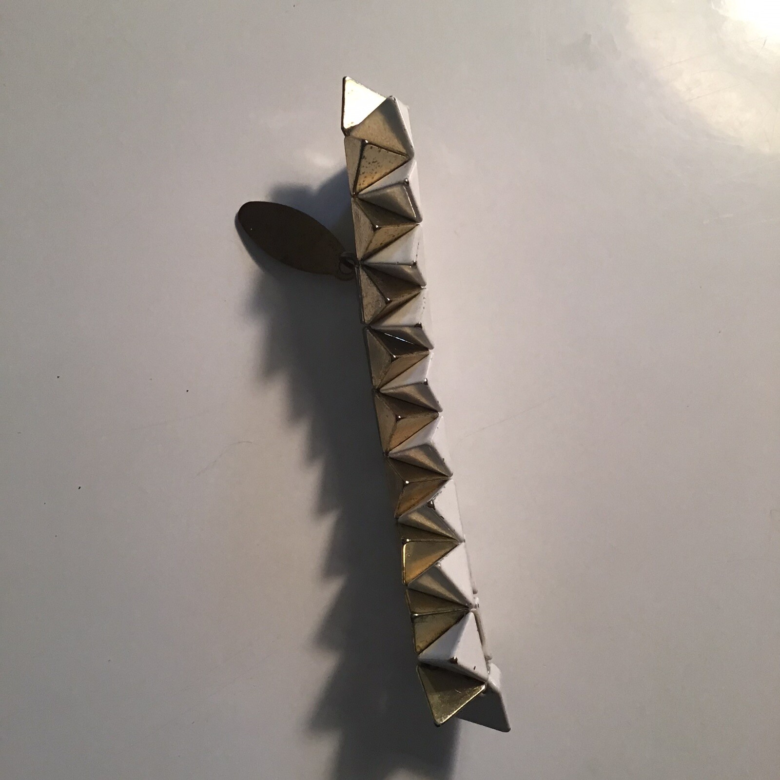 Vintage Cara NY White and Gold Triangle Spike Statement Stretch Bracelet
