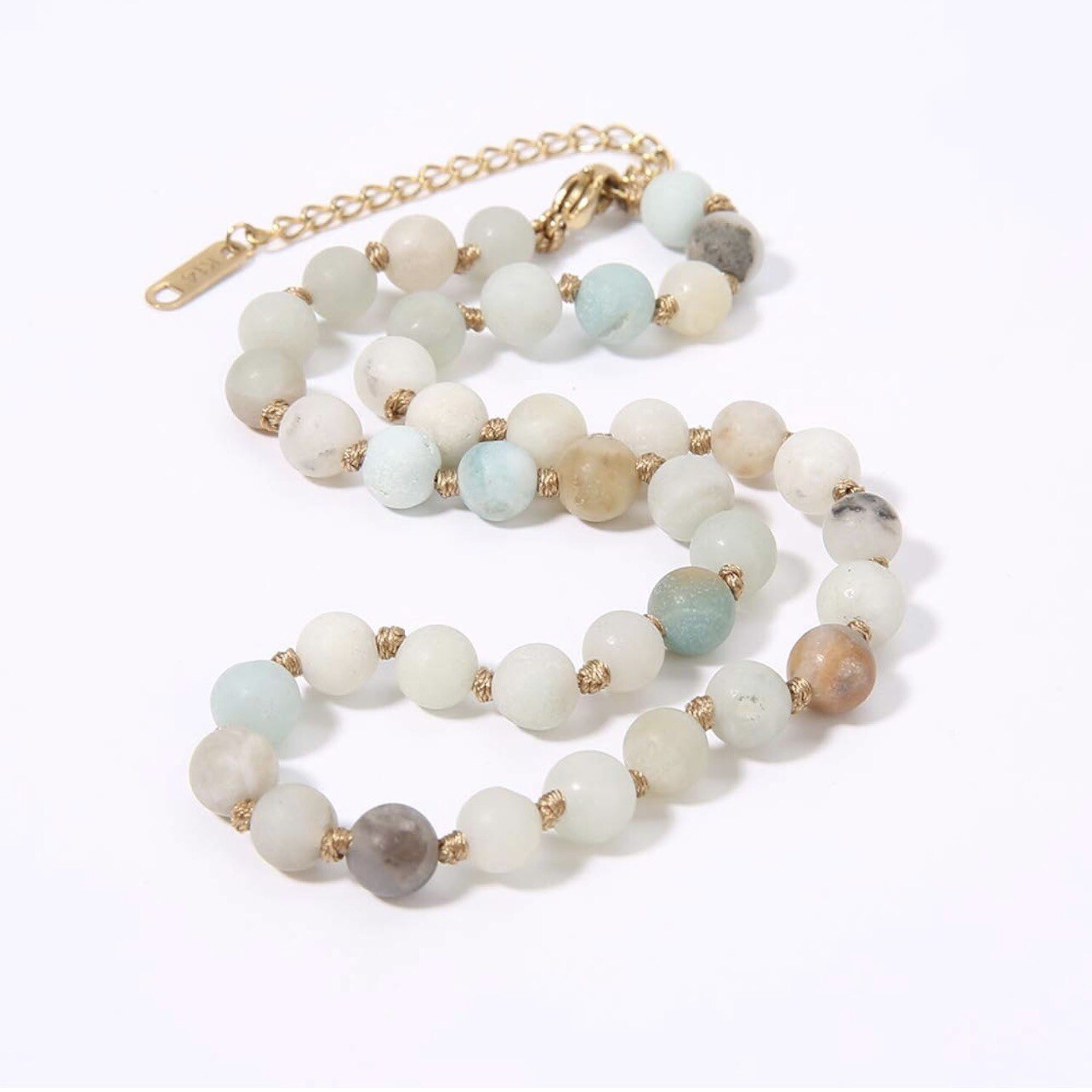 NEW Anthropologie Boho Green Stone Beaded Gold Plated Choker Necklace Jewelry
